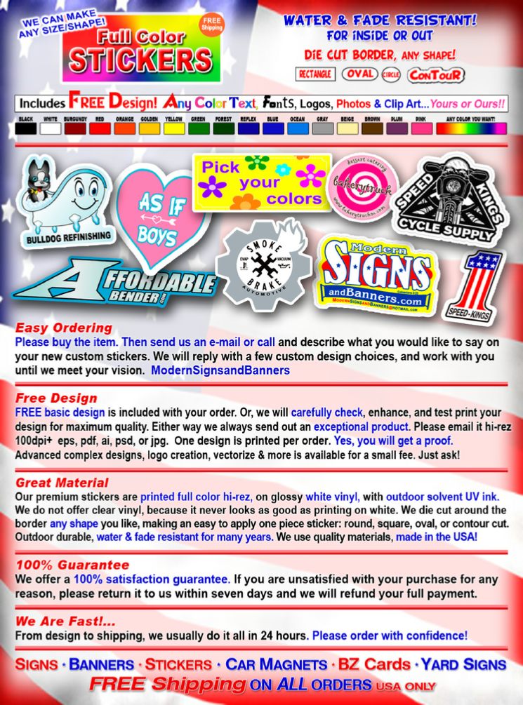Vinyl Stickers Full Color on Ebay